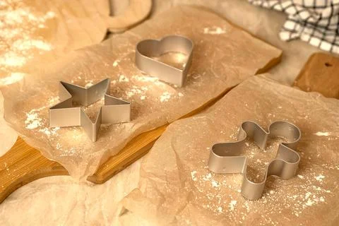 The process of making gingerbread men cookies , christmas cookies Stock Photos