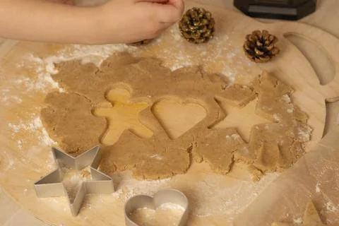 The process of making gingerbread men cookies , christmas cookies Stock Photos