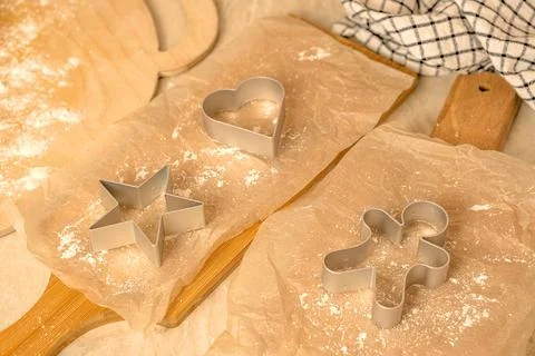 The process of making gingerbread men cookies , christmas cookies Stock Photos
