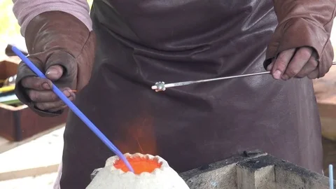 Process of making glass beads on the fire Stock Footage 80875847