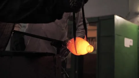 The process of making glass decor with glassblower Stock Footage 271340887