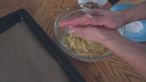 The process of making gluten-free almond flour cookies. Step by step. Make Stock Footage 169622008
