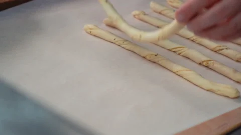 The process of making Grissini. Stock Footage 196839104