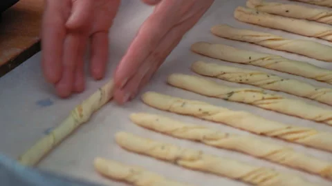 The process of making Grissini. Stock Footage 196840572