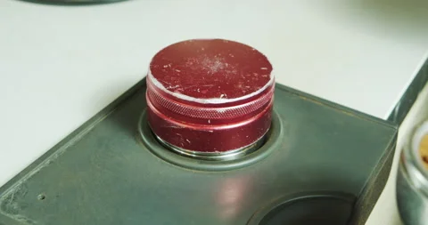 Process of making ground coffee. Professional barista tamping ground coffee. Stock Footage 136332350
