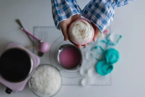 Process of making handmade candles at home Stock Photos