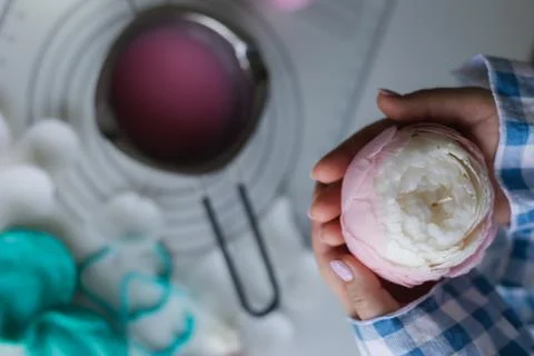 Process of making handmade candles at home Stock Photos