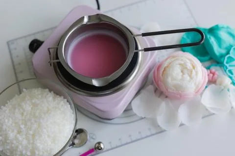 Process of making handmade candles at home Stock Photos