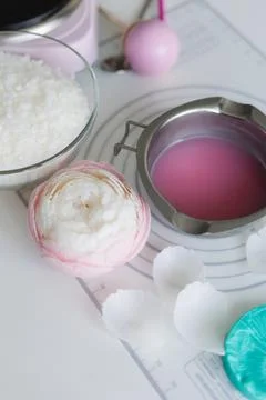 Process of making handmade candles at home Stock Photos