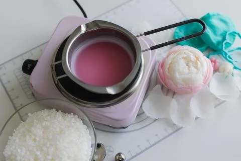 Process of making handmade candles at home Stock Photos