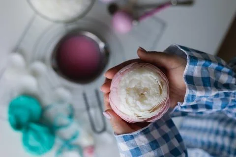 Process of making handmade candles at home Stock Photos