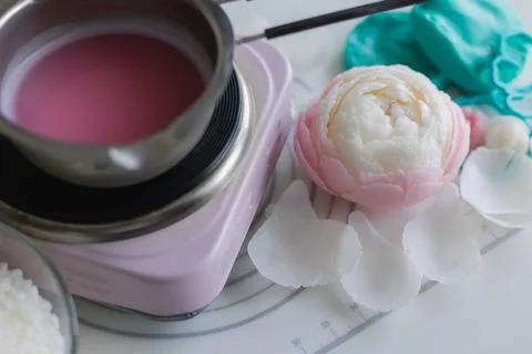 Process of making handmade candles at home Stock Photos