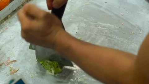 Process of making a handmade fruit icecream on an asian night market Stock Footage 86583883