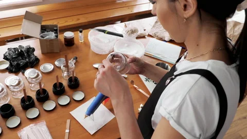Process of making handmade natural candle Video stock 239016775