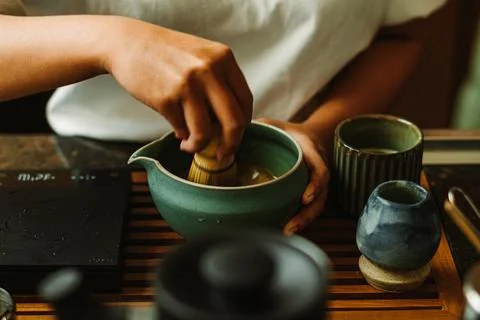 Process of Making Hojicha Tea Stock Photos