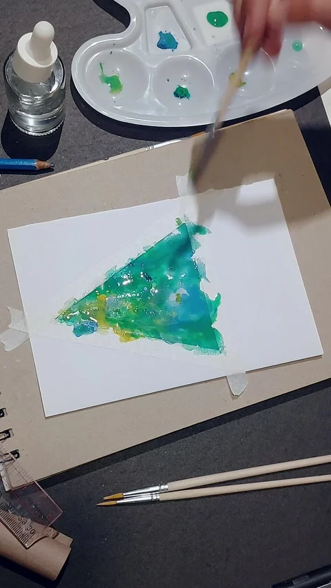 Process in making a holiday greetings card Stock Footage 307048636