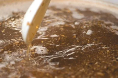 Process of making home beer from malt. Kraft beer from barley and dark malt Stock Photos