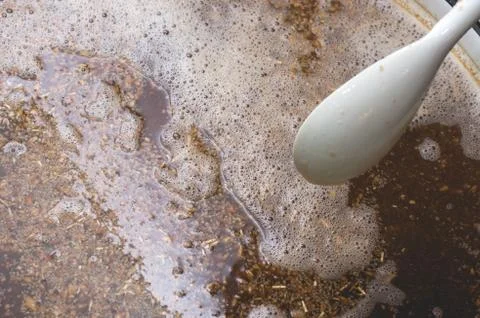 Process of making home beer from malt. Kraft beer from barley and dark malt Stock Photos