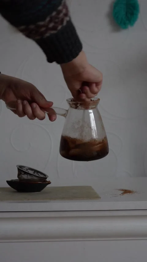 Process of making home made chocolate from carob Stock Footage 261982702