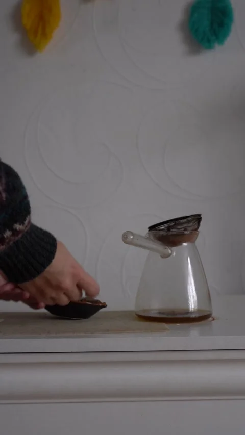 Process of making home made chocolate from carob Video stock 261982716