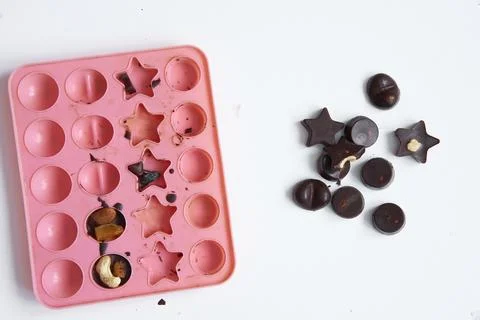 Process of making home made chocolate from carob Stock Photos