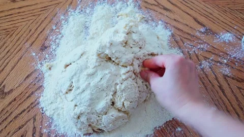 The process making homemade bread. baker knead the dough by female caucasian Stock Footage 203760183