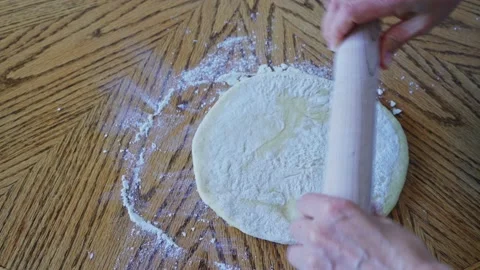 The process making homemade bread, pizza, cookies, cake. Baker put the dough out Stock Footage 204852389