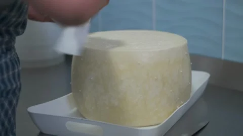 Process of making homemade cheese before waxing. Stock Footage 272786604
