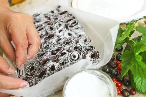 Process of making homemade marmalade from currant berries. Stock Photos