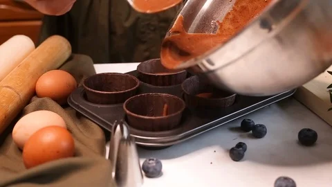 Process of making homemade muffins Stock Footage 128347743