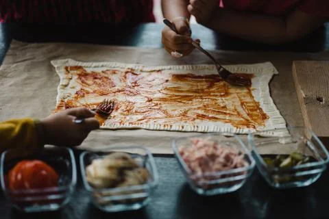 The process of making homemade pizza Stock Photos