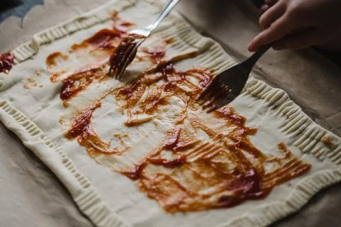 The process of making homemade pizza Stock Photos