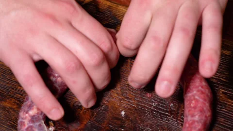 The process of making homemade sausages Stock Footage 252068294