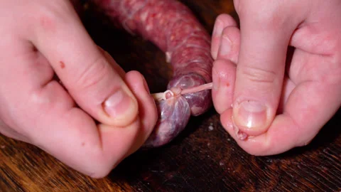 The process of making homemade sausages Stock Footage 252068399