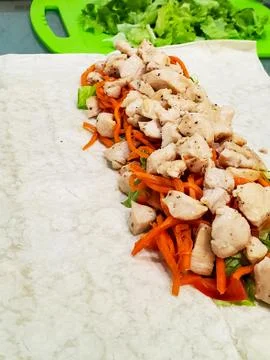 Process of making homemade Shawarma during the quarantine period. Ingredients Stock Photos