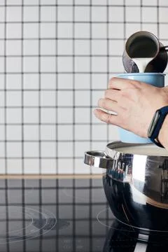 The process of making homemade yogurt. Fermented Stock Photos