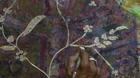 The process of making Indonesian batik paintings Stock-Footage 329075958