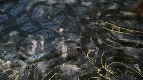 The process of making Indonesian batik paintings Stock-Footage 329075969
