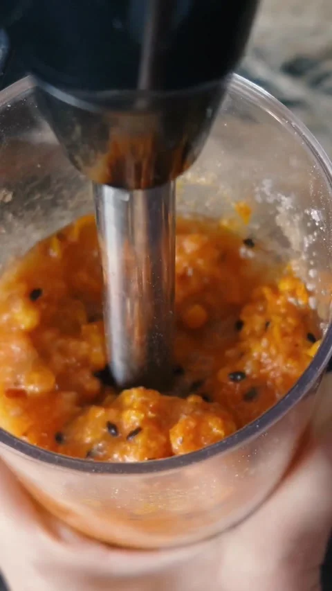 Process of making jam from yellow sea buckthorn berries and sugar close-up Stock Footage 286324084