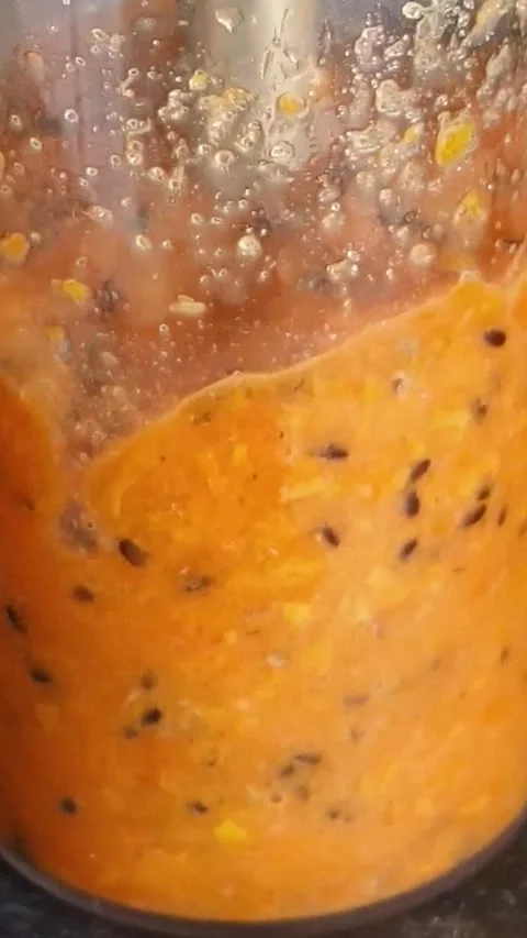 Process of making jam from yellow sea buckthorn berries and sugar close-up Stock Footage 286324401