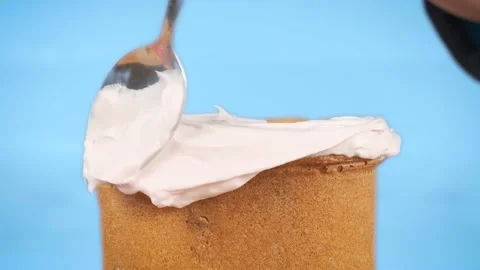 The process of making a large cake or pie from flour. Stock Footage 130452271