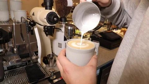 The process of making latte and cappuccino. Stock Footage 231627163