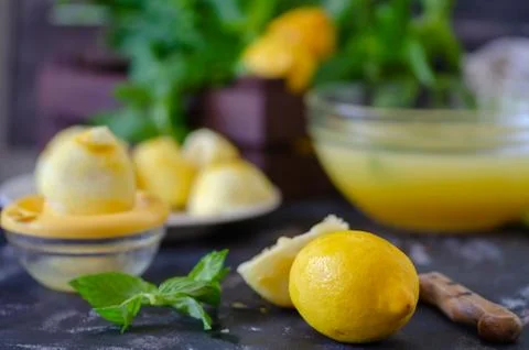 The process of making lemonade at home .Healthy life concept Stock Photos