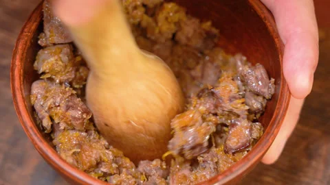 Process of making liver pate Stock Footage 254079155
