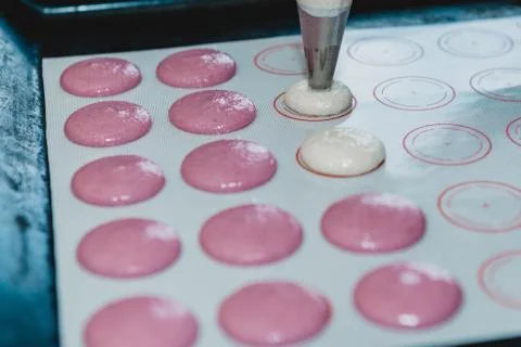 Process of making macaroon Stock Photos