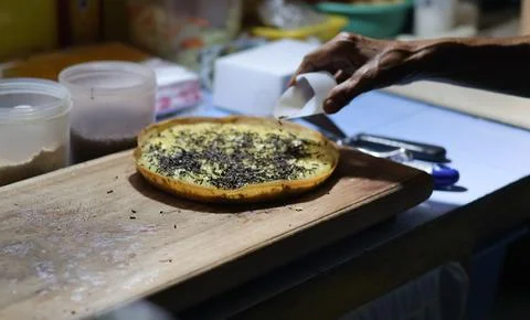 The process of making  Martabak Manis Stock Photos