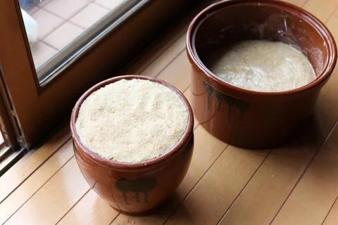 The process of making miso from scratch 스톡 사진