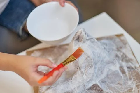 Process of making a mountain in the papier-mache technique Stock Photos
