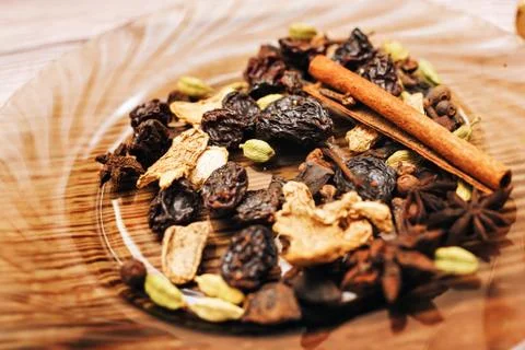 The process of making mulled wine at home in the kitchen. example of how a ho Stock Photos