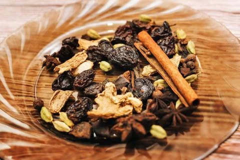 The process of making mulled wine at home in the kitchen. example of how a ho Stock Photos